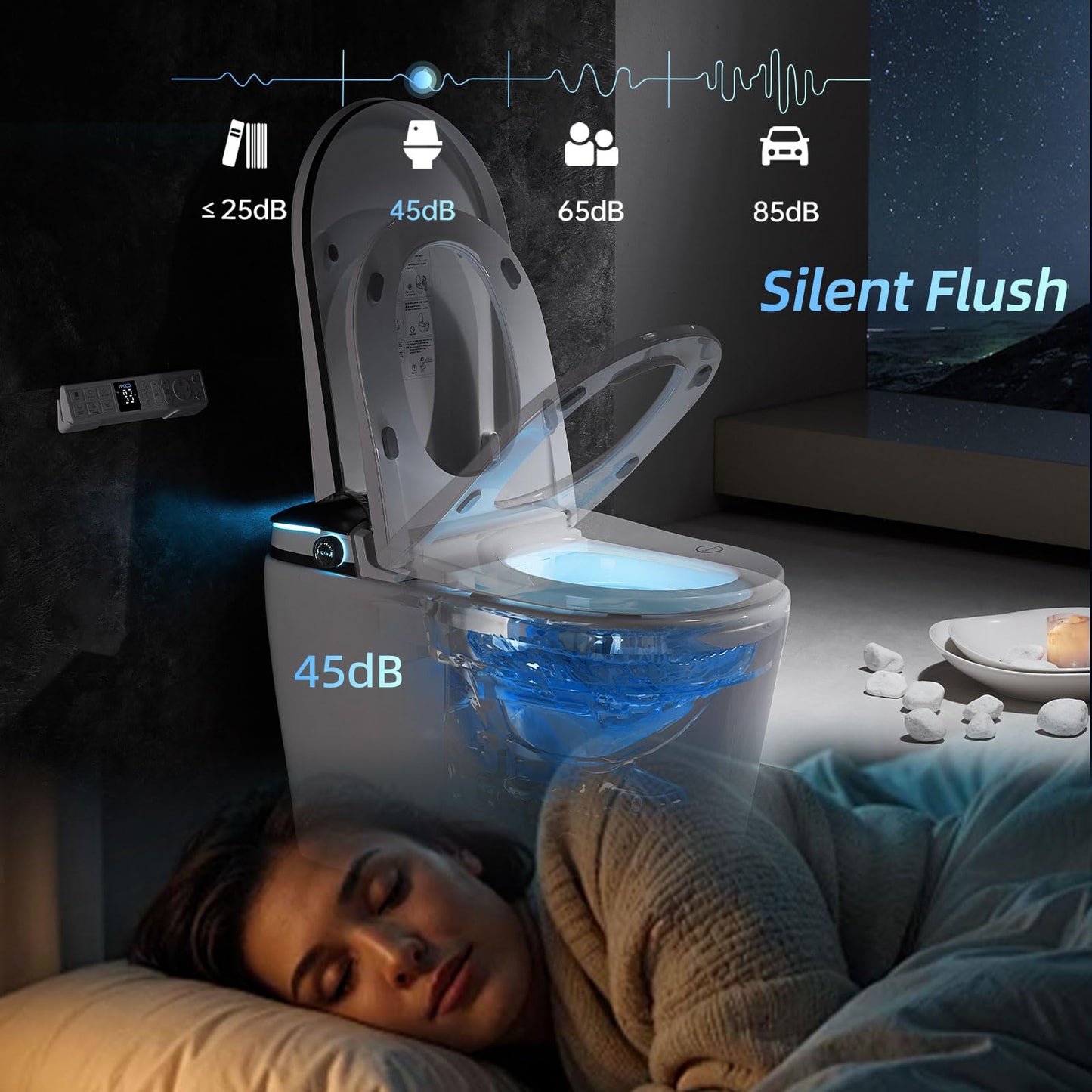 VIPOOO Smart Toilet with Bidet Built In- U-Widening Heated Seat, Foam Shield, Automatic Modern Intelligent Toilet With User Definition, Foot Sensor Flush, Warm Water Dryer VIP-U02PRO