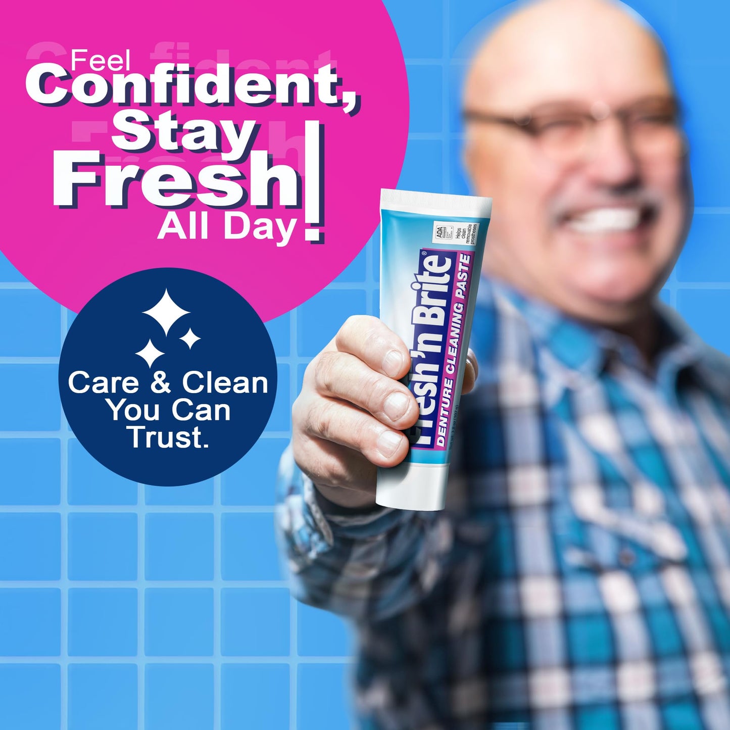 The Natural Dentist Fresh 'n Brite Denture Cleaner Paste—ADA Accepted Dual Action Formula for Fresh Breath & Gentle Care of Full & Partial Dentures, 1 Count