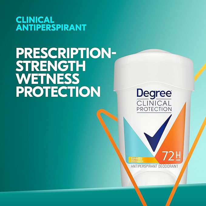 Degree Clinical Protection Antiperspirant Deodorant 72-Hour Sweat & Odor Protection Summer Strength Antiperspirant for Women 1.7 oz