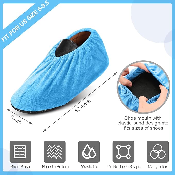 JaGely 11 Pairs Reusable Non Slip Cloth Shoe Covers Washable Thickened Boot Shoe Covers for Indoors and Households(Light Blue)