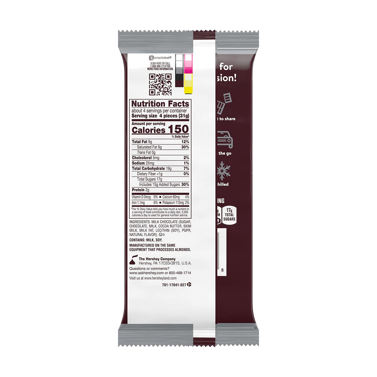 HERSHEY'S Milk Chocolate XL, Candy Bars, Halloween Candy, 4.4 oz (12 Count, 16 Pieces)