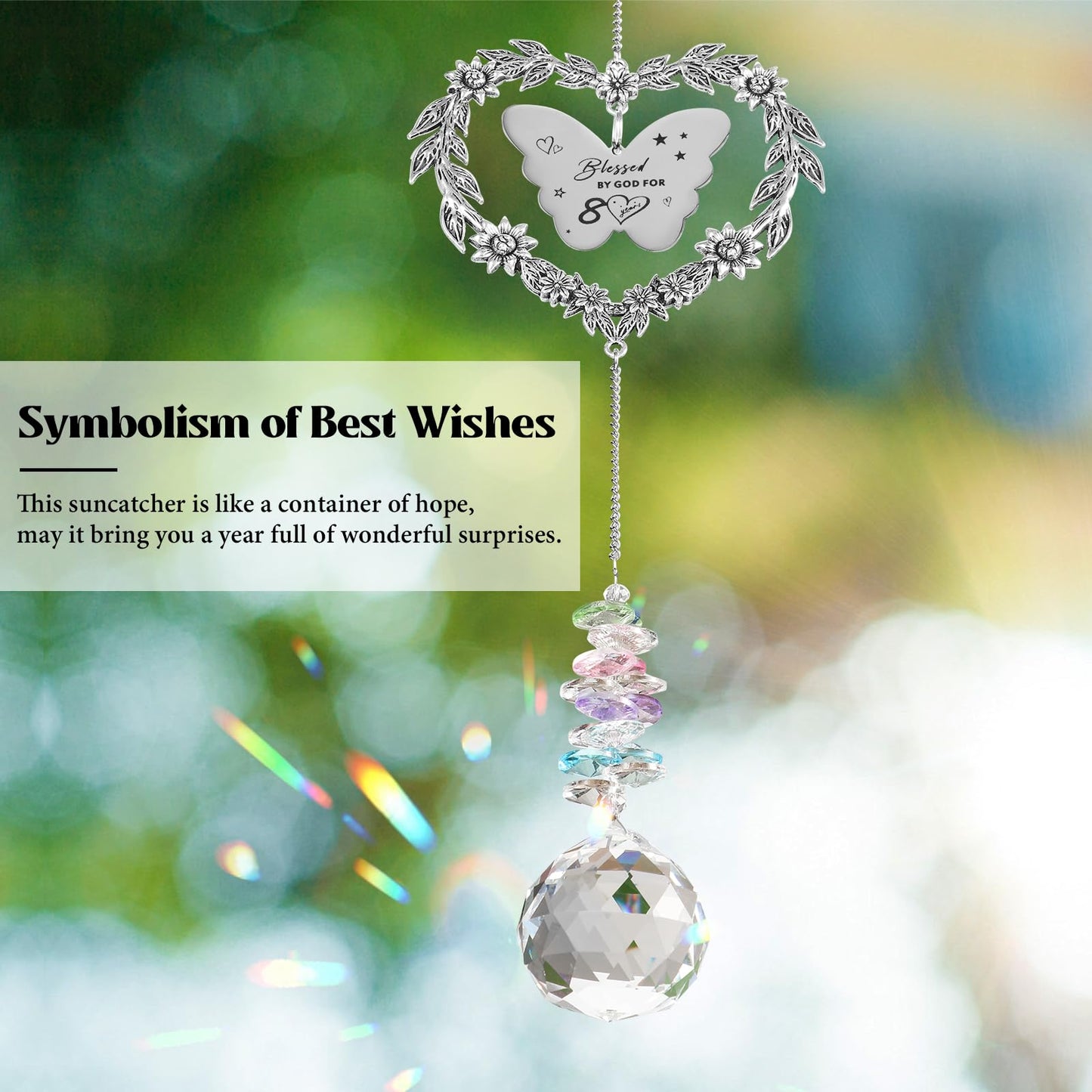 Elivida 80th Birthday Gifts for Women, Happy 80th Birthday Suncatcher for Her, Thoughtful 80 Bday Crystal Ornament for Wife, Mom, Grandma, Sister, Aunt, Turning 80 Year Old Rainbow Marker