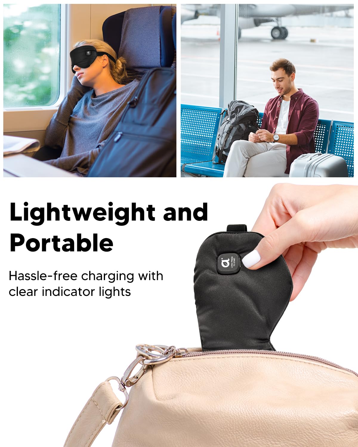 arboleaf Heated Eye Mask for Dry Eyes, Cordless Rechargeable Warm Eye Compress, Temperature Control, Light Blocking, Washable Cover & Travel, 1000mAh Rechargeable Battery