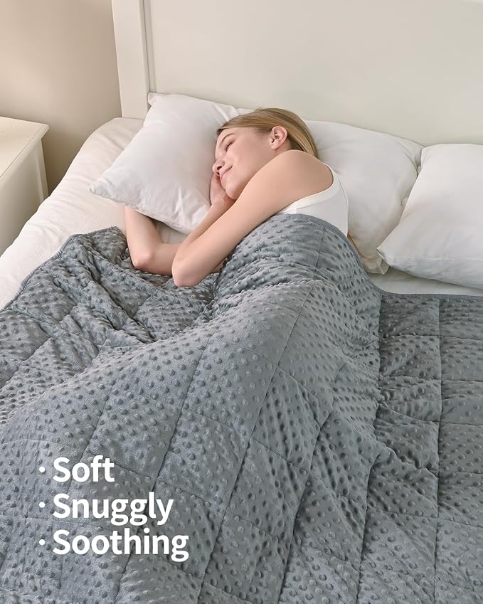 Mr. Sandman Weighted Blanket for Adults, Minky Dots Heavy Blanket for Woman,Man Sleeping/Calm, Soft, Cozy and Cooling Weighted Throw Blankets, Machine Washable, 60 x 80in, 20 Pounds, Grey