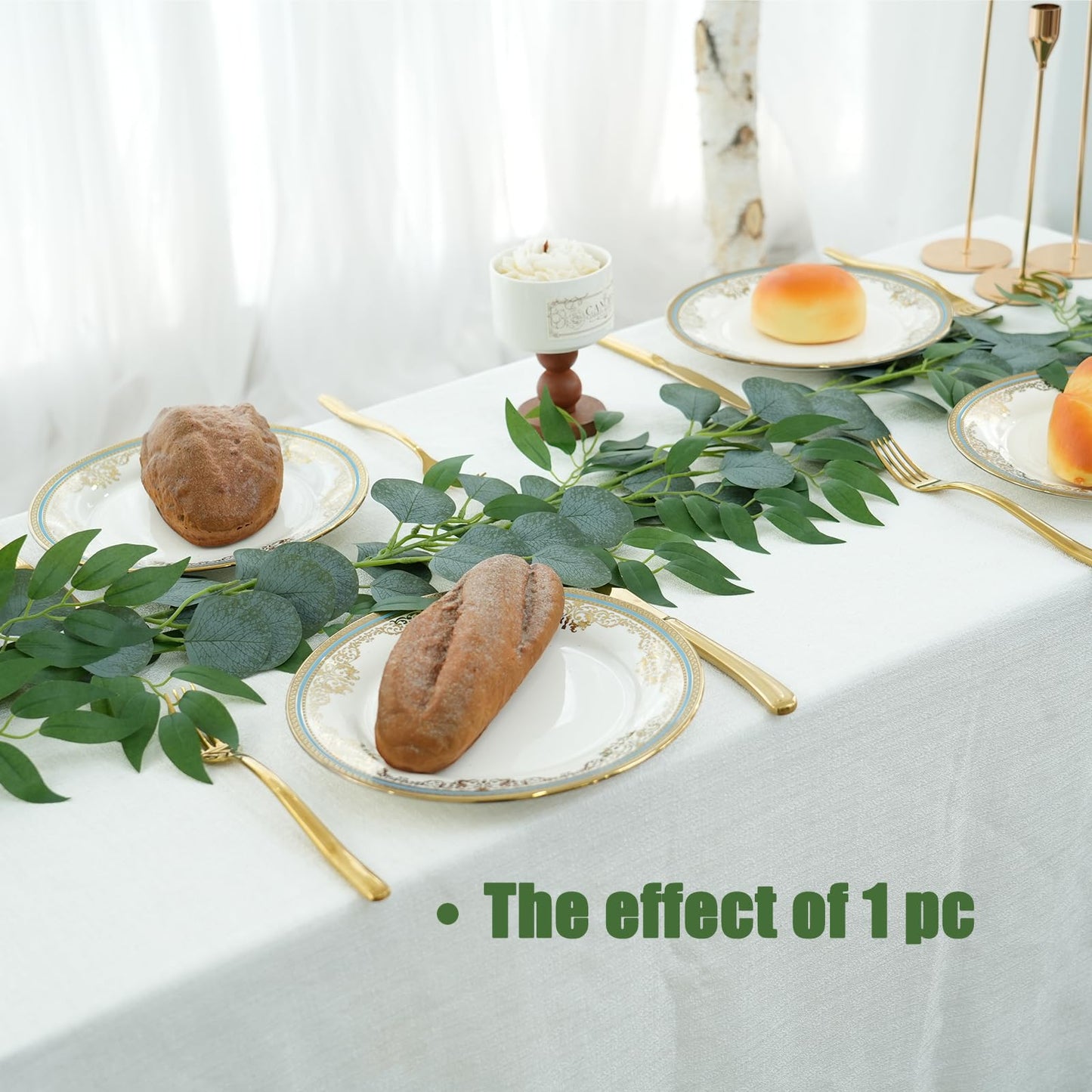 Trimgrace 2 Pack Artificial Eucalyptus Garland Each 6.5 FT Faux Greenery Garland for Wedding Mantle Table Runner DIY Garlands Decor