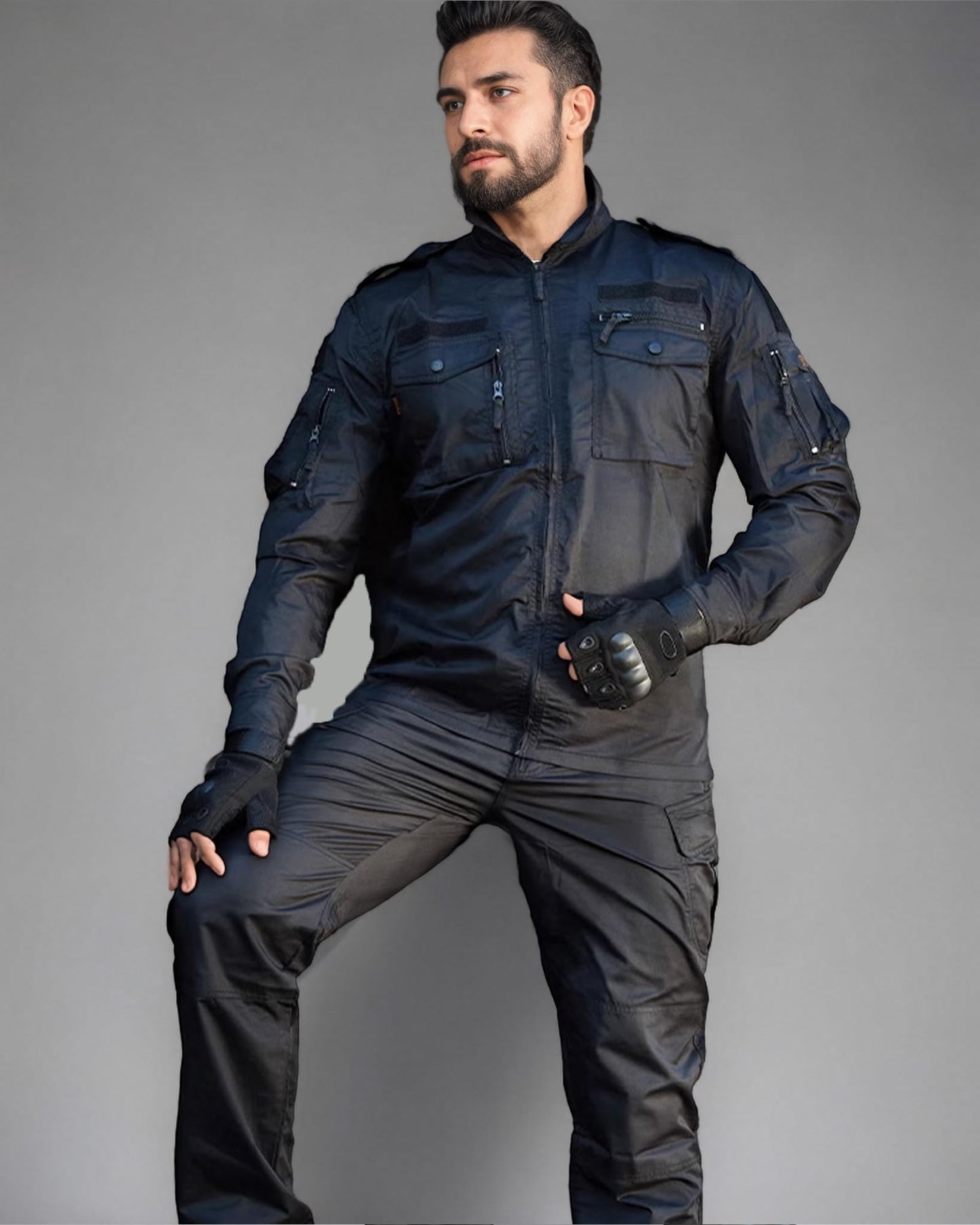 Men's Tactical Jacket and Pants Military Uniforms Suits Ripstop Army Hunting Paintball Airsoft Gear Black S