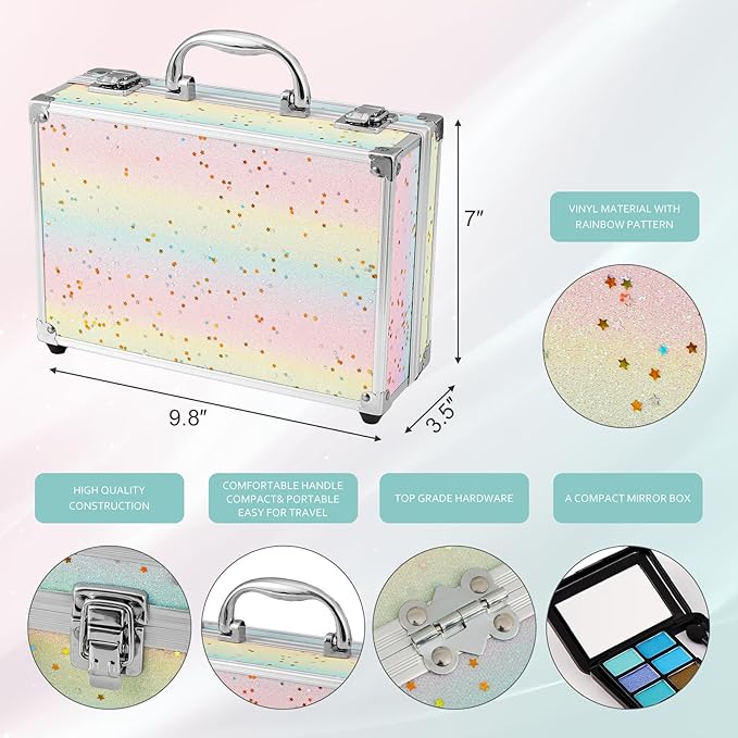Makeup Kit for Teenager & Women Full Kit, All in One Makeup Set With The Small Cosmetic Train Case, Professional Makeup Kit, Makeup Gift Set for Women Girls (Set A)
