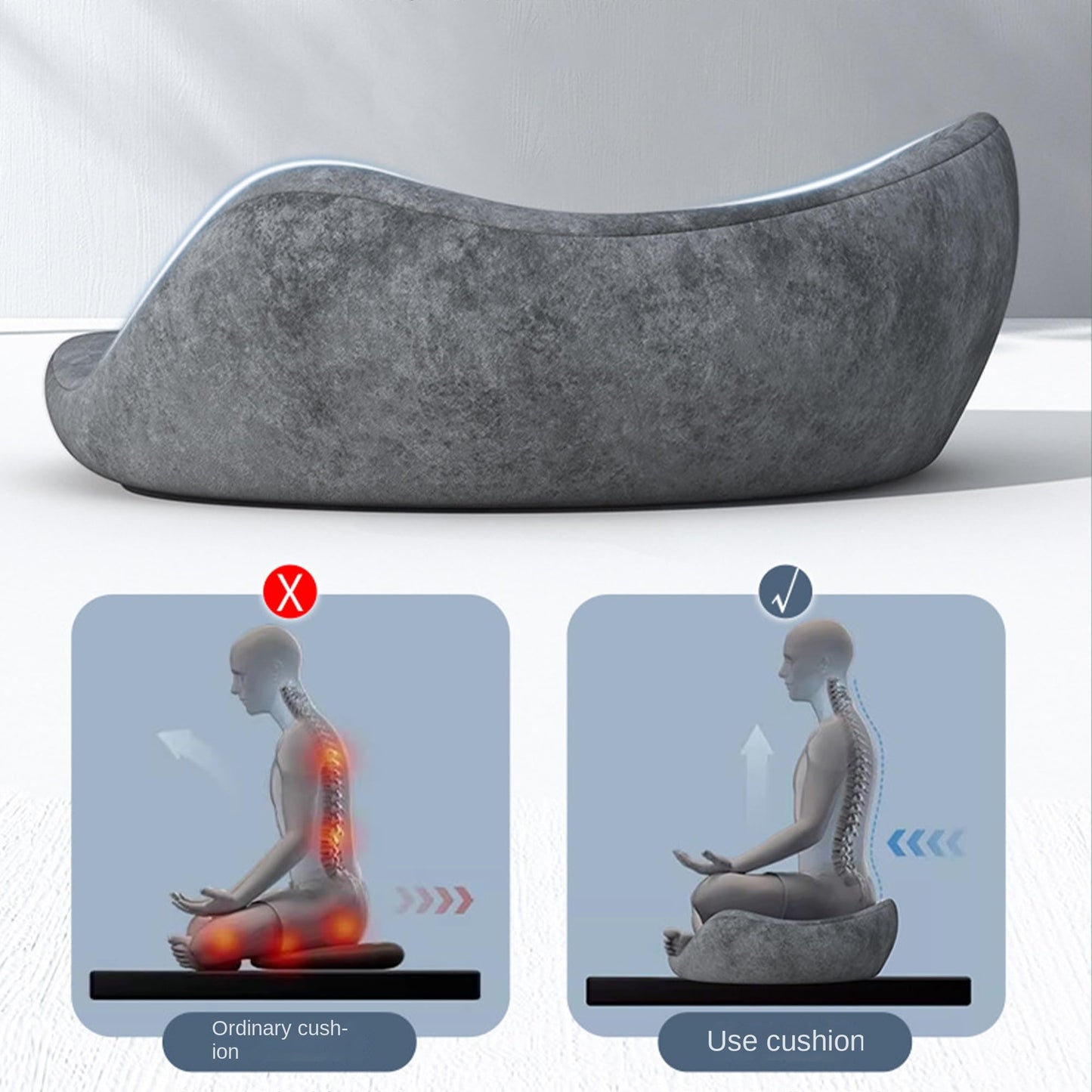 HXQWDQL Foam Meditation Cushion, Oversized Floor Pillows Pads for Sitting, Yoga Cushion, Resting Cushion, Memory Foam Filling Cushion (Grey)