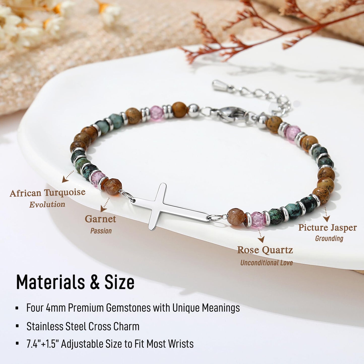 TONY & SANDY Mom Cross Bracelet, Birthday Gifts for Mom, Christian Gifts for Women from Daughter, Religious Jewelry Mother's Day Christmas Stocking Stuffers for Women Mommy Mama