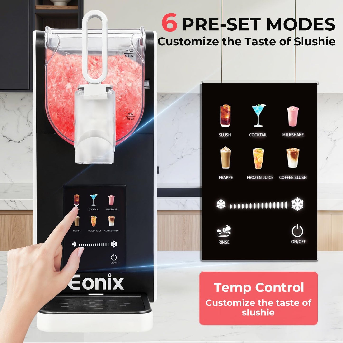 Slushie Machine No Ice Needed,64OZ Slushy Machine for Home with Auto-Clean Function,Commercial Frozen Drink Maker,6 Pre-Set Programs,LED Display,Frozen Margaritas,Frappés,Milkshake ﻿
