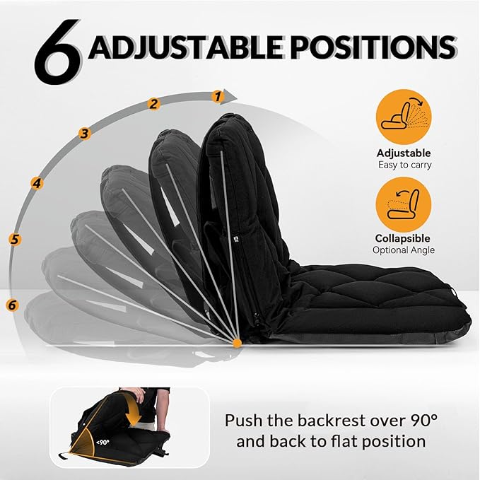 25inch Extra Wide Stadium Seat, Thick Bleacher Chair with Back Support and Cushion, 6 Reclining Positions Bleacher Seat with Armrest, Upgrade Sofa Style Stadium Chair for Sport Events and Outdoors
