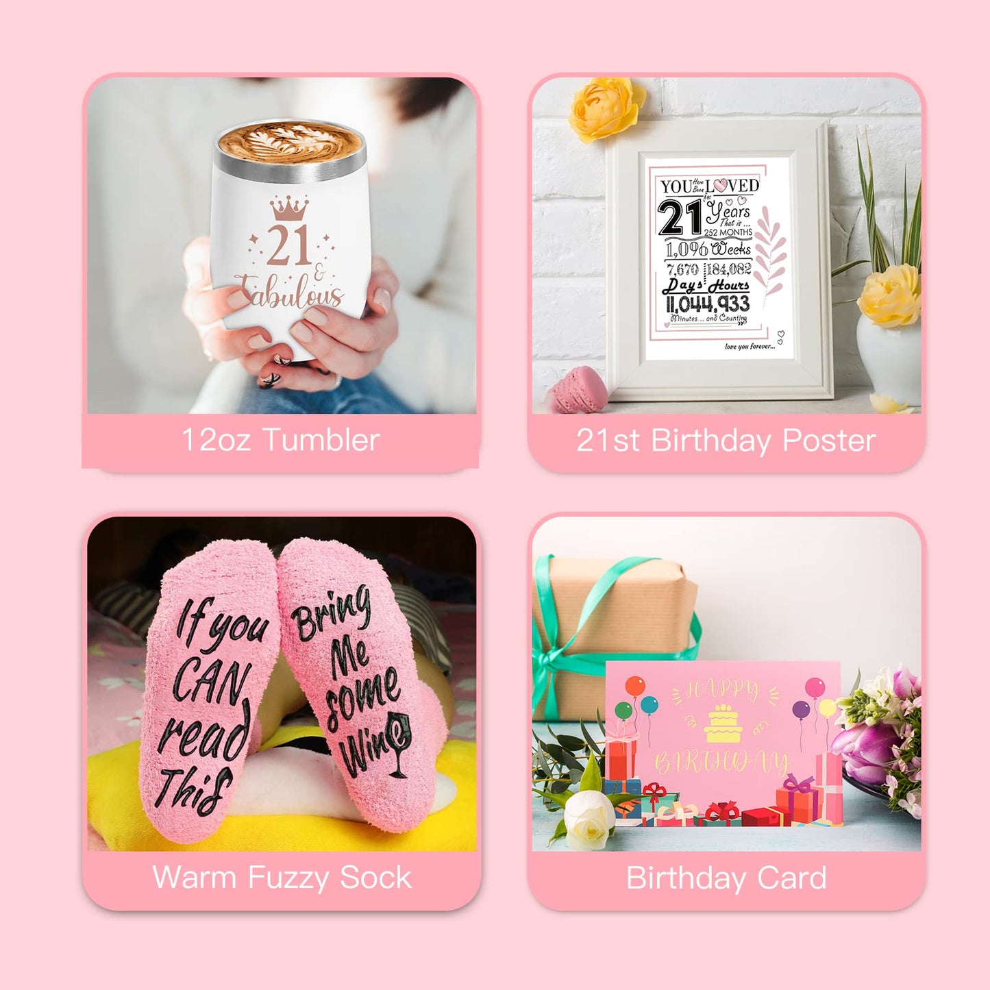 iAOVUEBY 21st Birthday Gifts for Her Women, Happy 21 Year Old Gift for Women Her, 21st Bday Baskets for Daughter Sister Friend, Gift for Female Born in 2004, 21 Fabulous