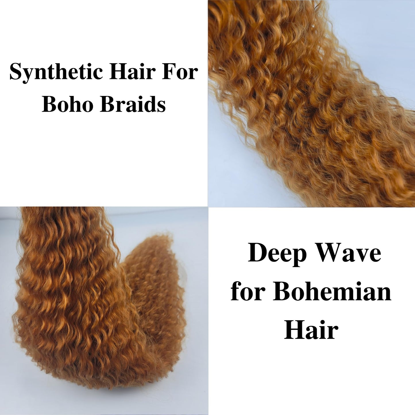 Honey Blonde Braiding Hair Pre stretched Boho Hair for Mermaid Braiding Hair Extensions Micro Curl Boho Braids Curly Crochet Boh