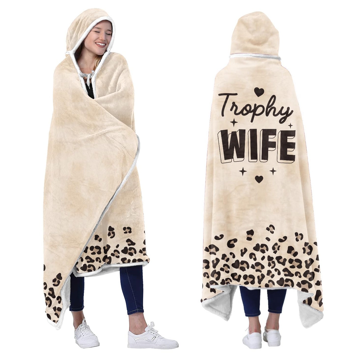 Vprintes Trophy wife Wearable Blanket Hoodie - Mothers day Gifts for Wife from Husband - Birthday Gifts for Wife, Gifts for Her for Anniversary