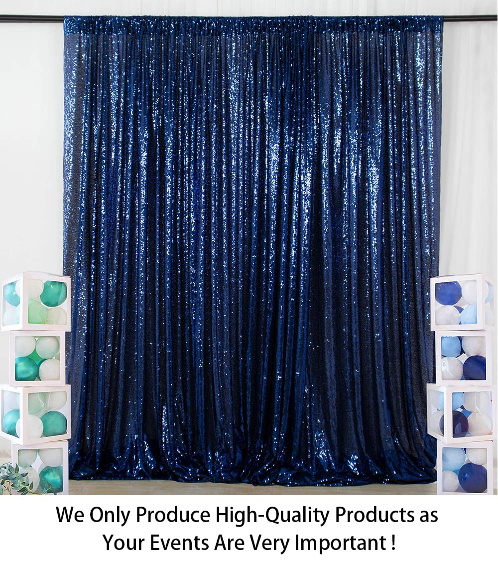 ShiDianYi Navy Blue Sequined 8FTx10FT Wedding & Party Backdrop - Baby Shower/Birthday Backdrop Curtain