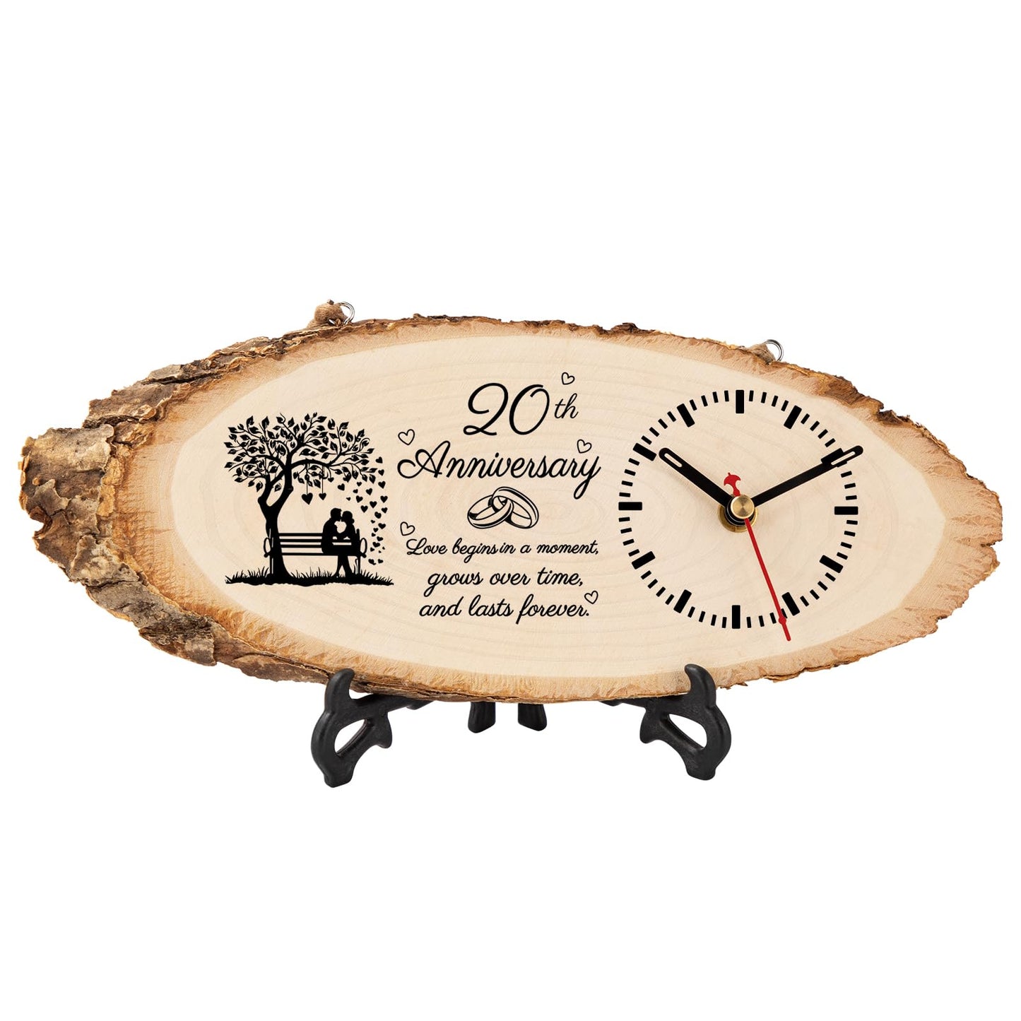 BeauGift 20th Anniversary Wood Gifts for Couple Husband Wife, 20th Wedding Anniversary Keepsake Gifts for Him Her, 20 Year Anniversary Marriage Gift Ideas Wooden Clock