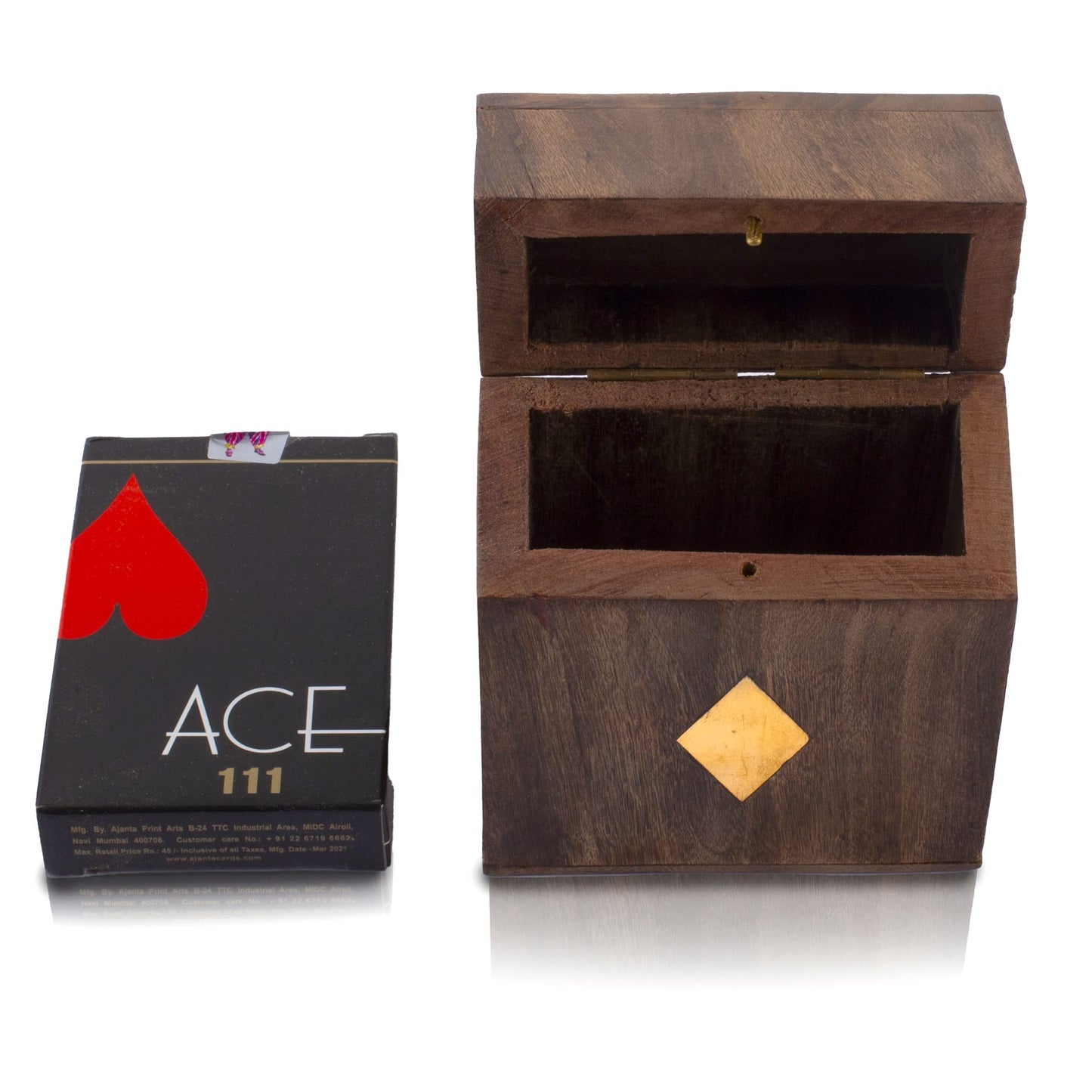 Birthday Gift Ideas Handcrafted Classic Wooden Playing Card Holder Deck Box Storage Case Organizer With Premium Quality 'Ace' Playing Cards Anniversary Housewarming Gift Ideas For Men & Women