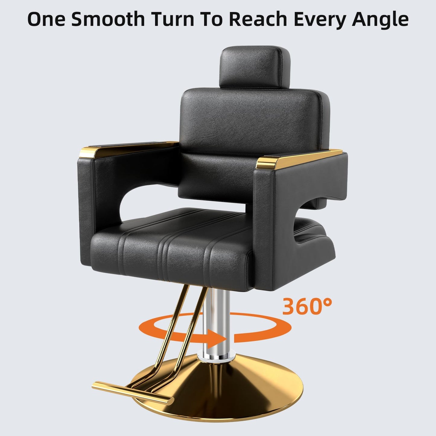 Zevemomo Barber Salon Chair for Hair Stylist, Reclining Backrest Adjustable Headrest Seat Height, Heavy Duty Hydraulic Pump with 360° Swivel for Barbershop, Home 330LBS Capacity, Black