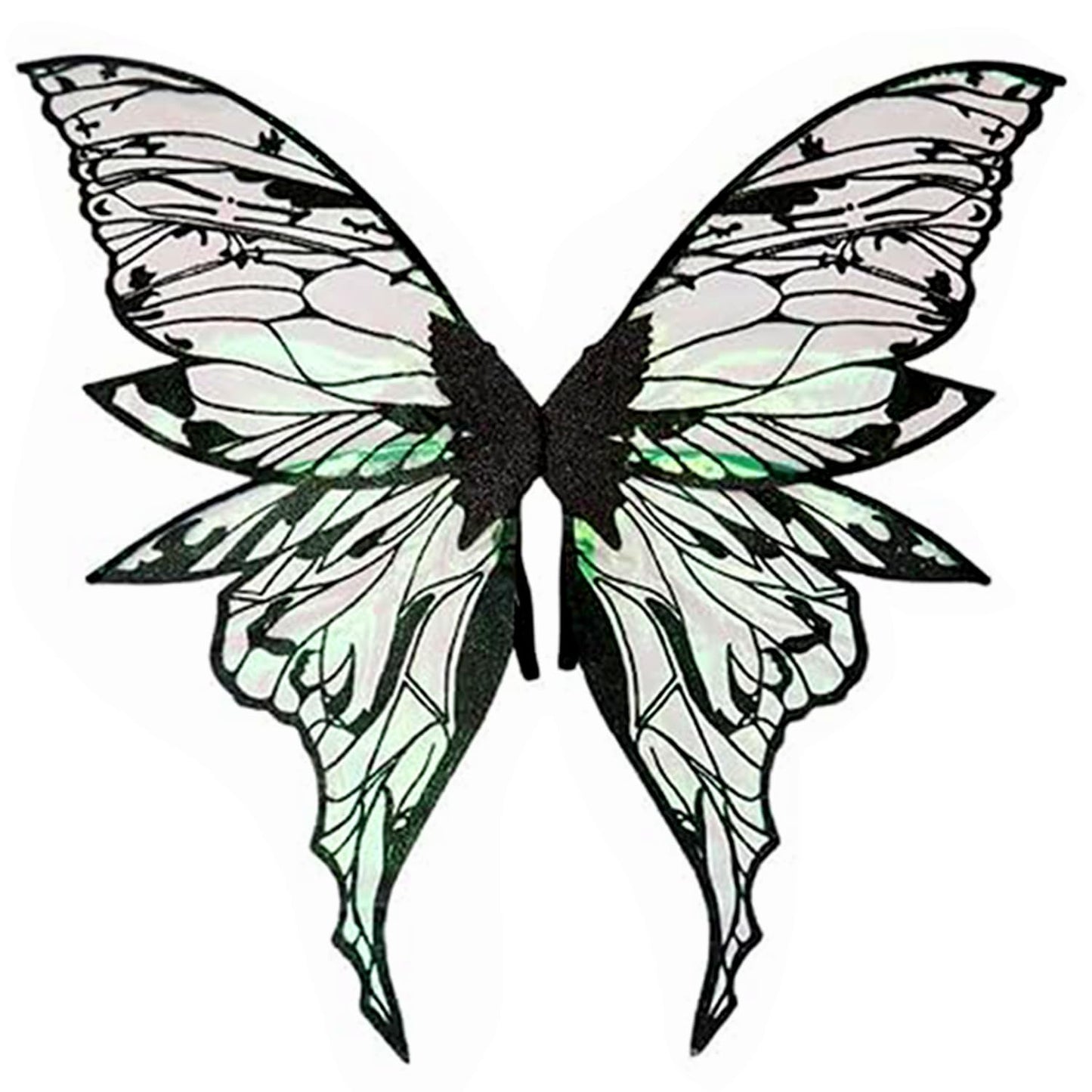 ZEXILILA Adult Fairy Wings, Shiny Transparent Angel Wings, Halloween Costume Accessory (Black)