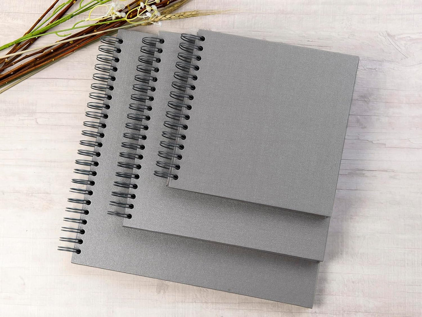 potricher 8 x 8 Inch DIY Scrapbook Photo Album 80 Pages Thick Kraft Blank Gray Paper Memory Book for Wedding and Anniversary Family (Gray, 8 Inch)