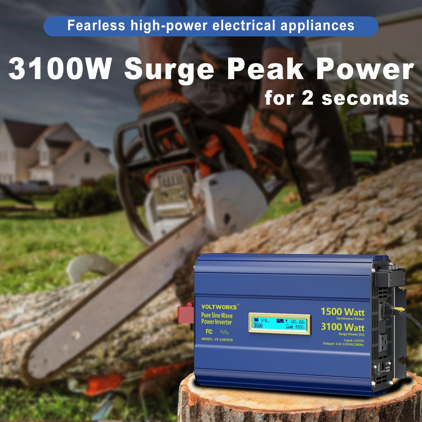 Pure Sine Wave Inverter 1500 Watt 12V To 110V 120V Ac Surge Peak 3100W For 2 Seconds Power Inverter Built-In Ul Fuse Pd36W Usb-C