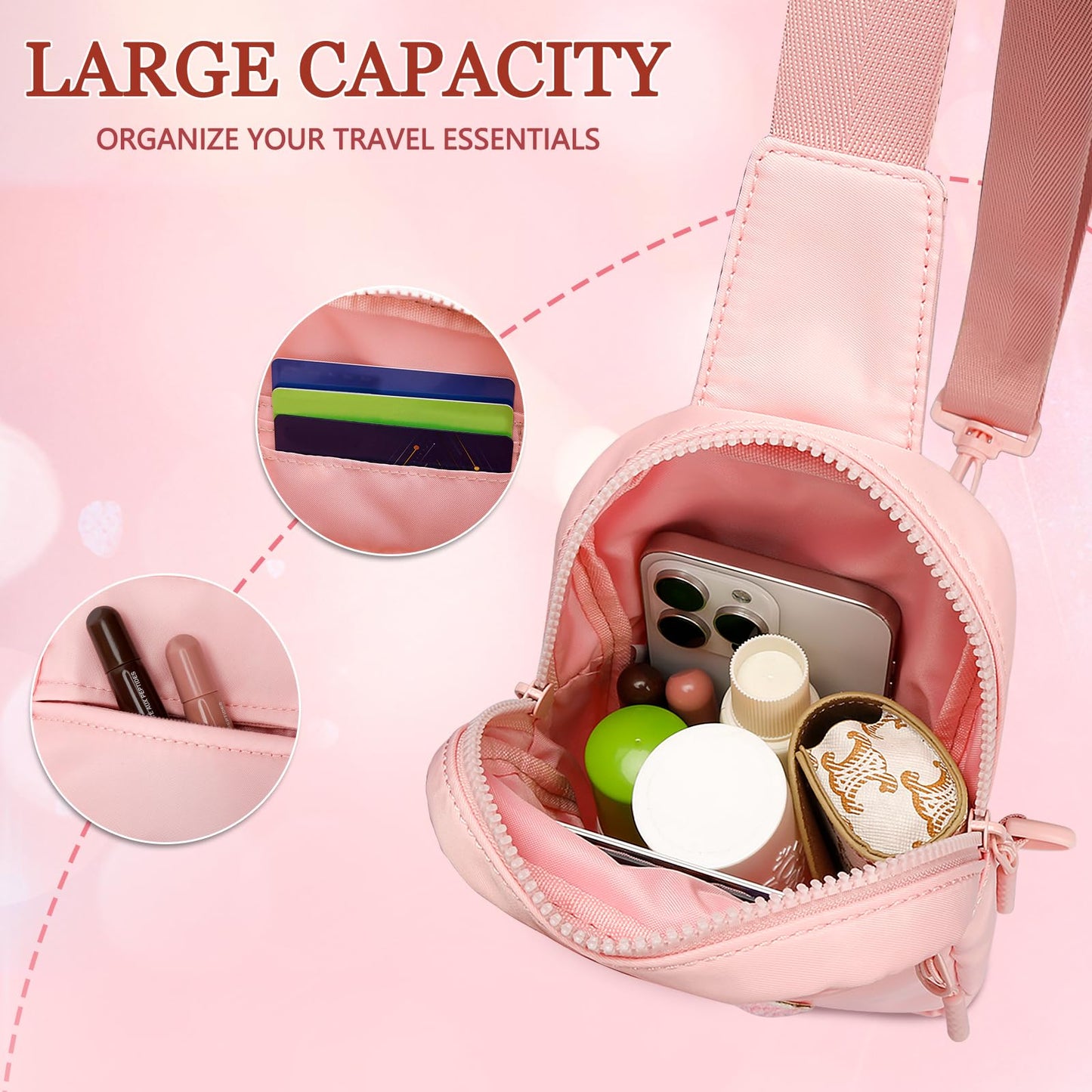 KKXIU Gifts for 6 7 8 9 10 11 12 Year Old Girls Initial Sling Bag Trendy Crossbody Fanny Pack for Teens (A, Pink)