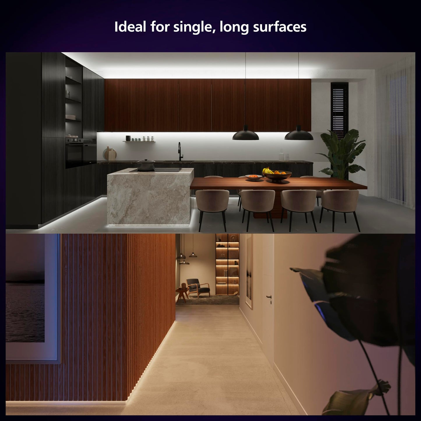 PHILIPS Hue Indoor 10 Ft Smart RGBWW LED Solo Lightstrip Base Kit, 1 Pack, Control with Hue App, LED Strip Lights Compatible with Alexa, Google Assistant and Apple HomeKit