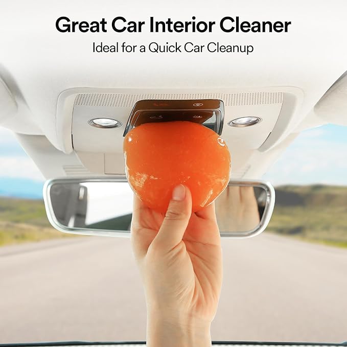 PULIDIKI Car Cleaning Gel Detailing Putty Auto Detail Tools Car Interior Cleaner Slime Supplies Car Accessories Stocking Stuffers Gifts for Men Women Teens White Elephant Gifts Adult Orange (2Pack)