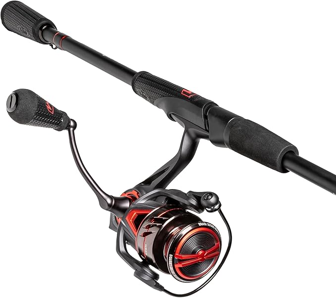 Lew's MACH Jacked Spinning Reel and Fishing Rod Combo, HM50 Graphite Rod, 6.2:1 Gear Ratio, Right/Left Retrieve, Charcoal/...