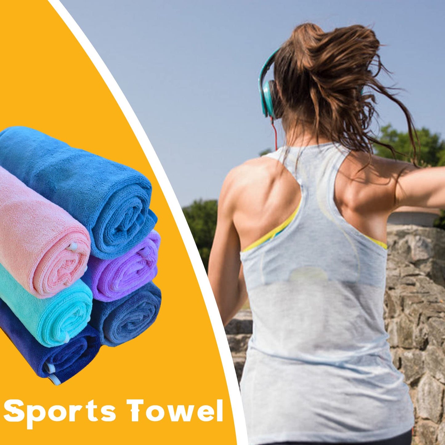 Wuwahold Microfiber Gym Towels Bigger Size Super Soft for Exercise Fitness, Sports, Workout, 380-GSM 15-Inch x 31-Inch Quick-Drying Towels (Teal-Pink-Grey, 3 Pack)