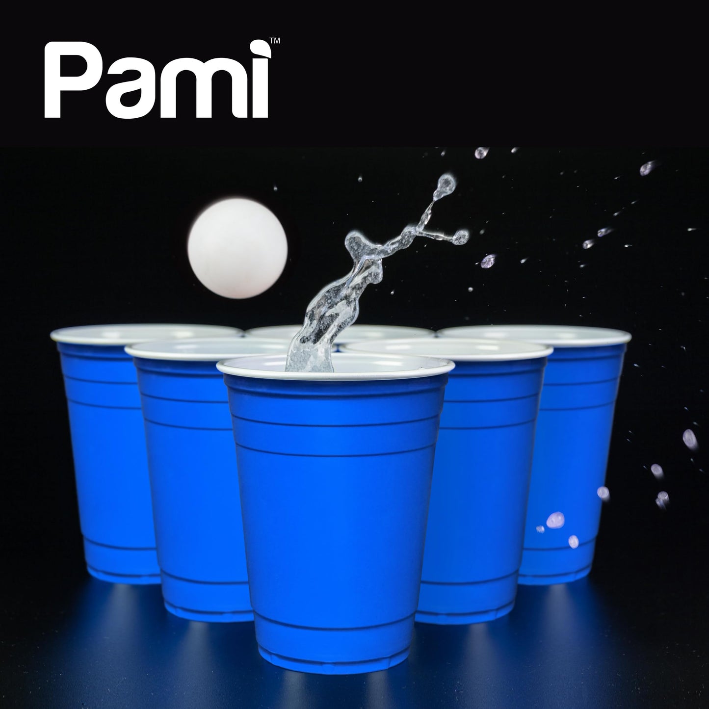 PAMI Blue Plastic Party Cups [Pack of 30]- 16oz Disposable Drinking Glasses- Colored Plastic Glasses For Iced Tea, Smoothies, Punch, Beer, Cocktails & Cold Drinks- Beerpong Cups
