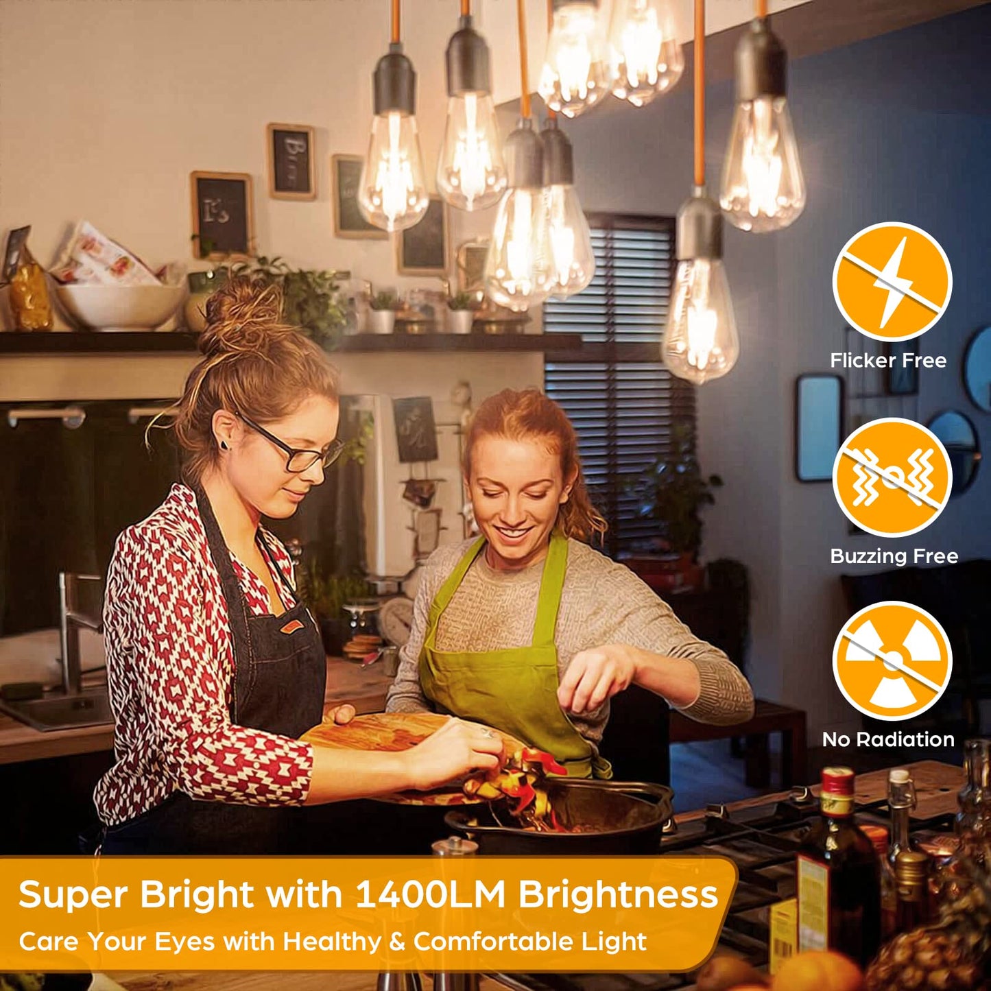 4-Pack Vintage LED Edison Bulbs 100W Equivalent 1400LM High Brightness 8W ST58 LED Filament Light Bulbs 3000K Warm White E26 Medium Base CRI90+ Antique Clear Glass for Home Dinning Room, Non-dimmable