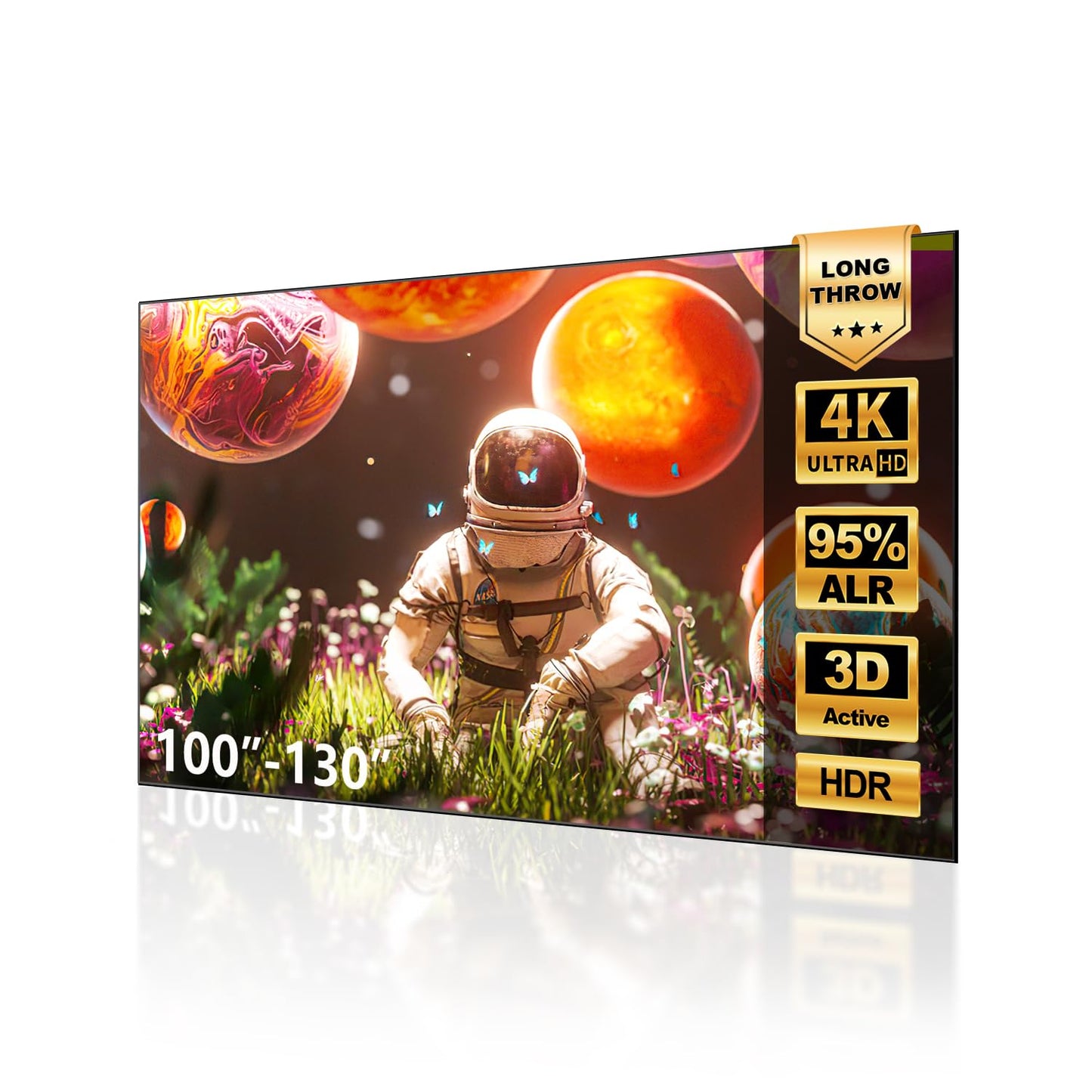 NothingProjector ALR Screen for Long/Standard Throw Projector, 130 inch, 95% Ambient Ceiling Light Rejecting, 4K/8K Ultra HD, Active 3D, Anti Daylight, Fixed Frame Wall Mount Non-UST NothPJ