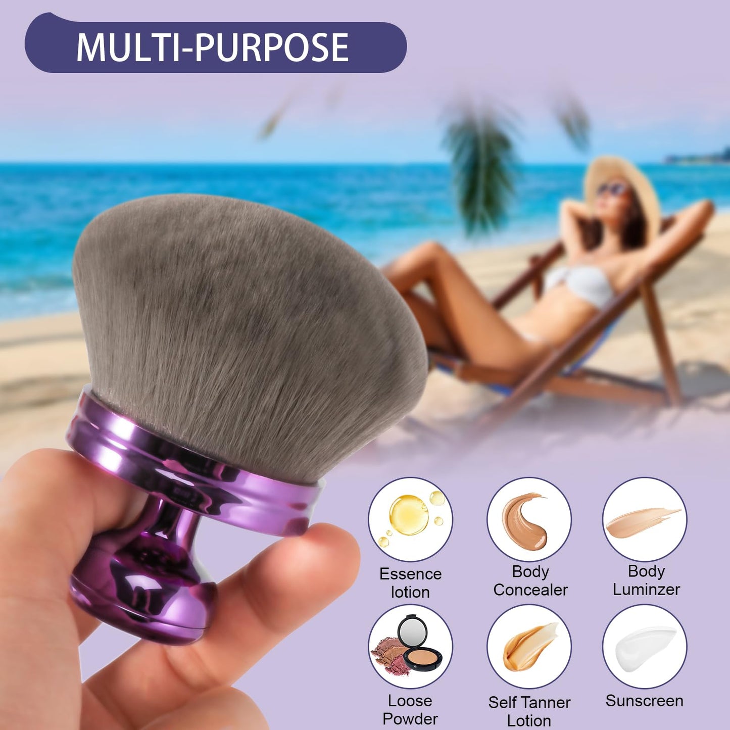 UNIMEIX Extra Large Body Makup Brush for Self Tanner Blend and Blur Body Brush, 3.2 Inch Wide-headed Sunscreen Applicator for Fa