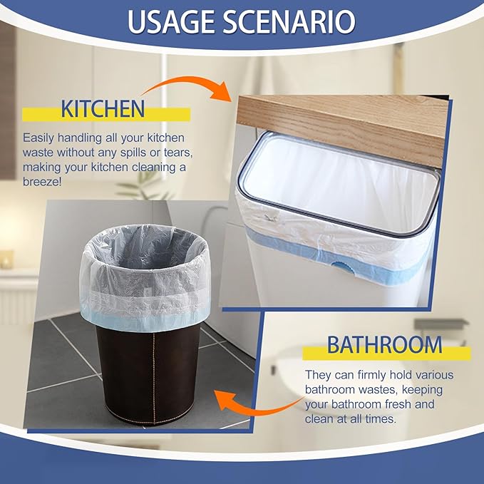 13 Gallon Trash Bags Drawstring 120 Count, 1.7 Mil Thick White Garbage Bags, Easy-Dispense Roll for Kitchen & Household Use, Resists Tears, Leaks and Punctures