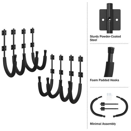 RAD Sportz 4-Pack of Kayak Storage Hook Sets - Kayak Wall Mount Hangers with 100lb Capacity Per Pair for Paddleboards, Surfboards, or Snowboards