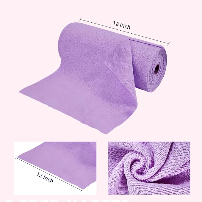 & PLUSH Microfiber Cleaning Cloth Roll - 85 Pack, Tear Away Microfiber Towels, 12" x 12", Reusable, Washable, Streak Free, Ultra Absorbent Dish Rags for Car, Home, Garage or Shop (Purple)