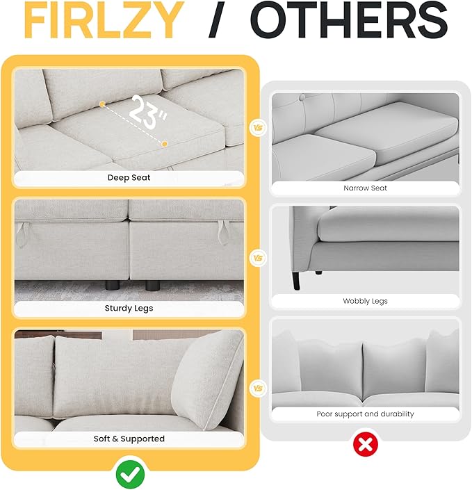 Oversized Modular 8 Seater Sofa with Removable Covers and Storage, Convertible U, L-Shaped and Sleeper Sectional, Modern Sectional Couch with Ottoman Chaise for Living Room, Bedroom, Apartment, Gray