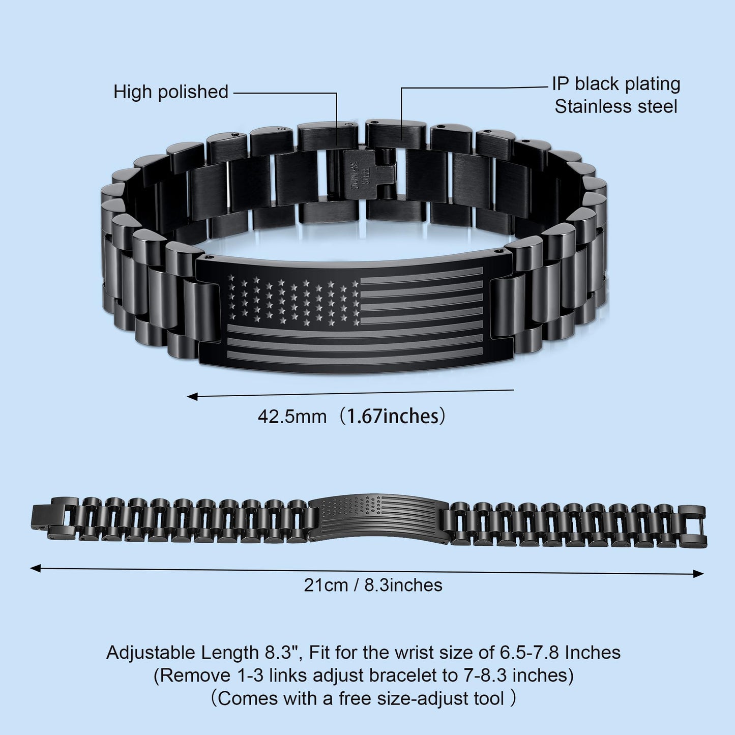 VULETO To My Son Adult Gifts Ideas from Dad, Stainless Steel American USA Flag Watch Band Bracelet Christmas Fathers Day College Graduation Valentines Birthday Jewelry Gifts Presents Dad And Son for Men Teenage Teen Boys Him