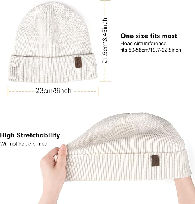 Wmcaps Winter Beanie for Men Women, Fleece Lined Beanie Soft Warm Knit Hat Ski Stocking Cuffed Cap