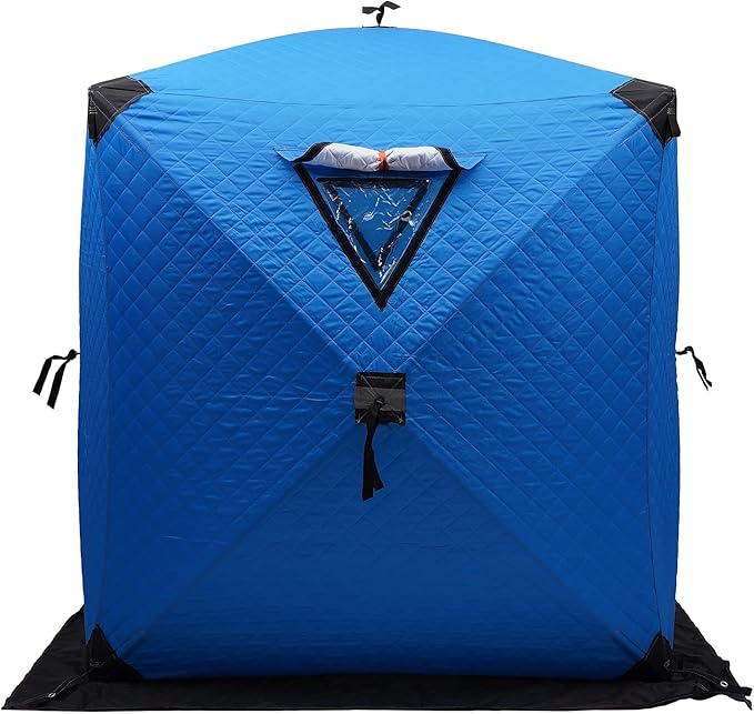 Portable Ice Fishing Tent Insulated, 1-2 People Square Ice Fishing Tent, 57x65 in Shelter Oxford Cloth Ice Fishing Shanty,...