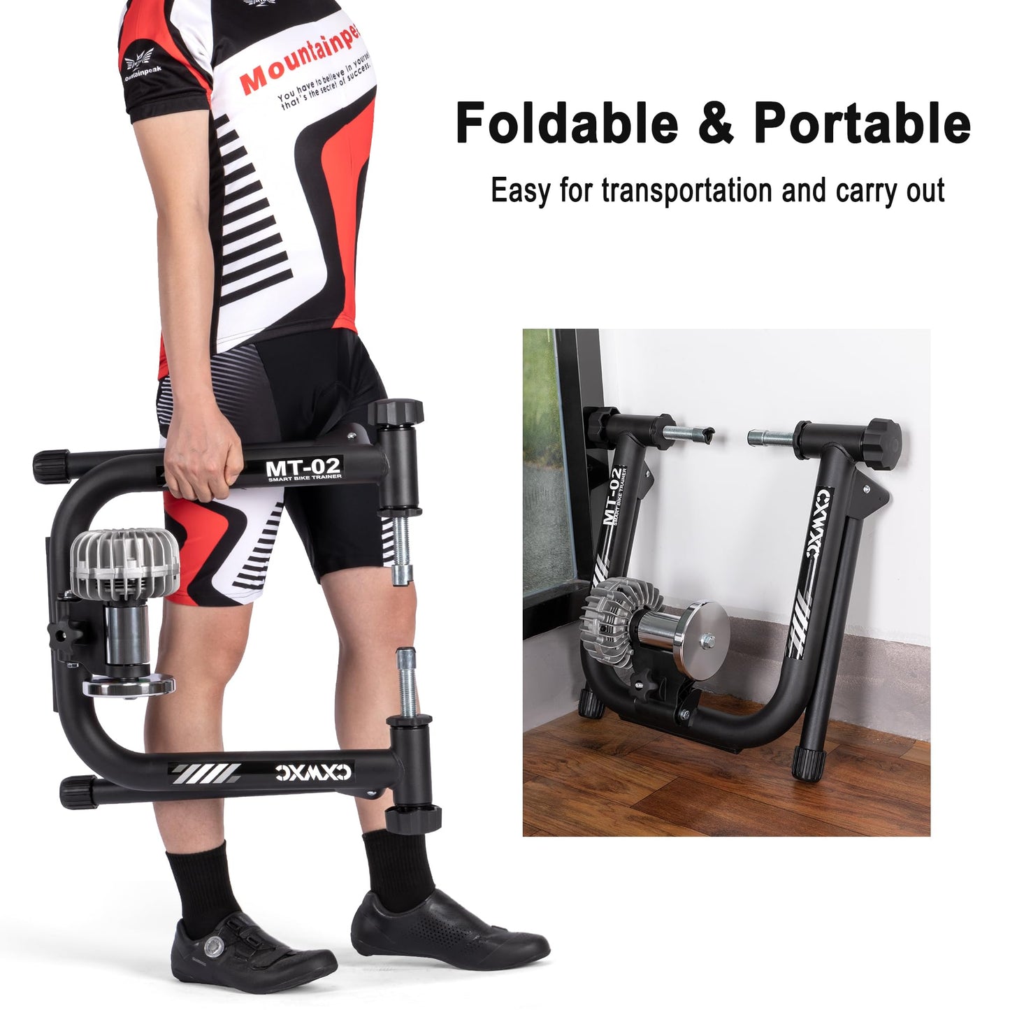 Smart Bike Trainer - Fluid Bike Trainer Stand for 26-29” or 700c Wheel - Noise Reduction Bicycle Stationary Stand Compatible with Zwift App