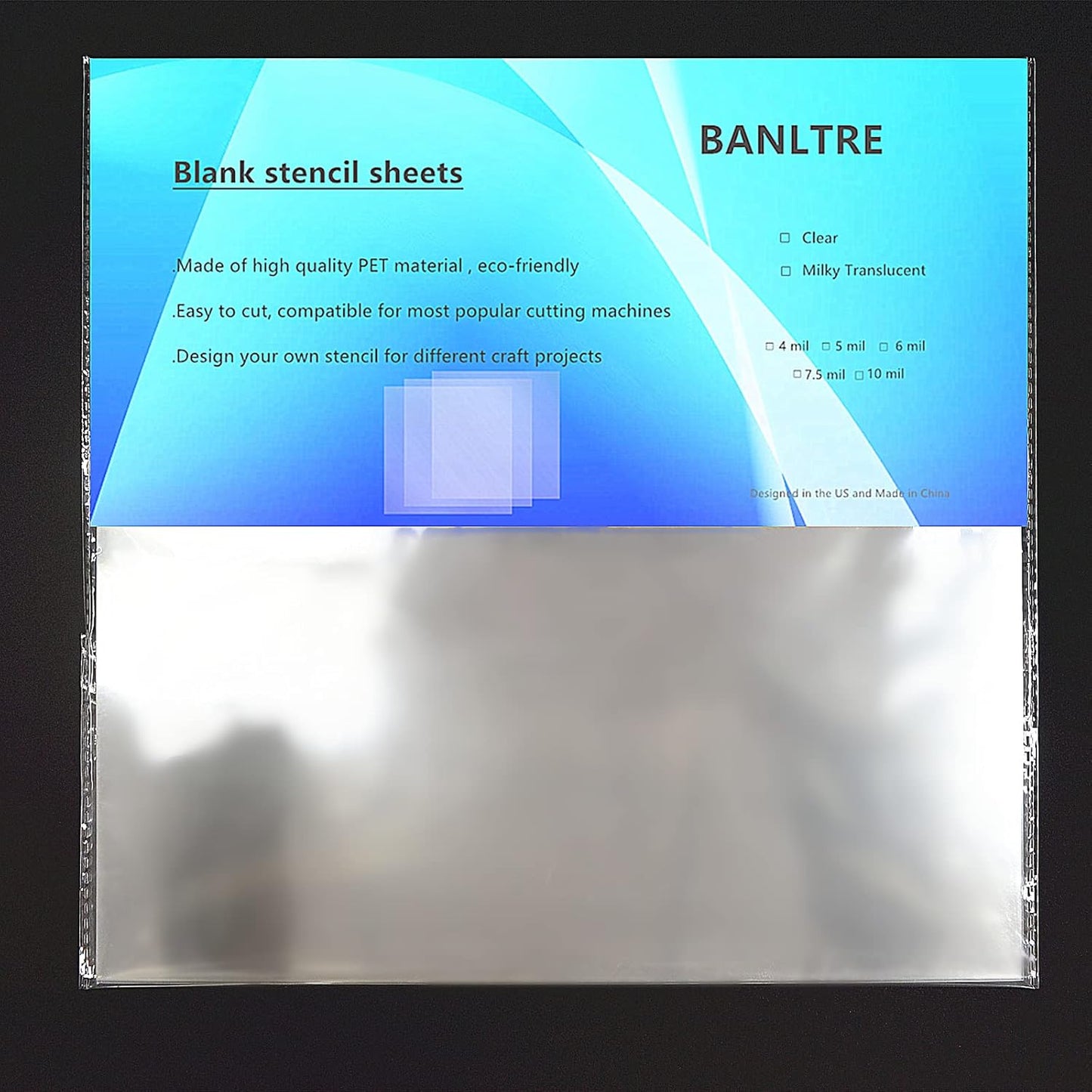BANLTRE 15 Pieces 4 mil Transparency Blank Template Material Stencils Mylar for Cutting Paper Clear Sheet 12 × 12 inch (15-4 mil)