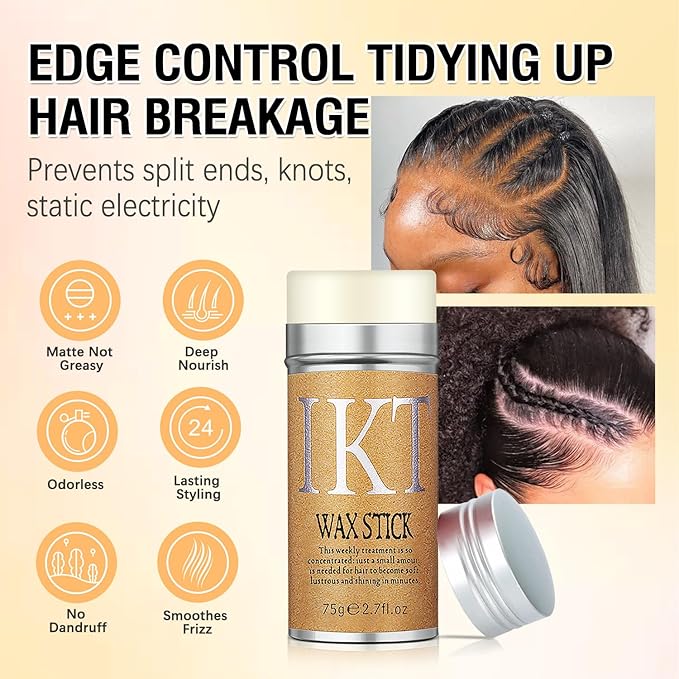 SUOFEIYA Hair Wax Stick for Flyaways, Wax Stick for Hair,Fly Away Hair Tamer Stick for Baby Hair, Hair Pomade Stick Long Lasting Styling Wax for Wigs