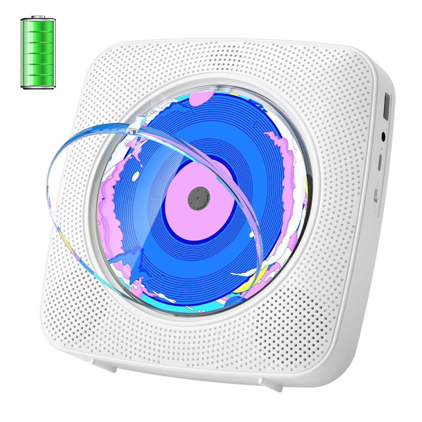Cd Player Portable Bluetooth Rechargeable: Cd Players For Home With 1800Mah Kegaudio Desktop Wall Cd Player With Speakers Fm Rad