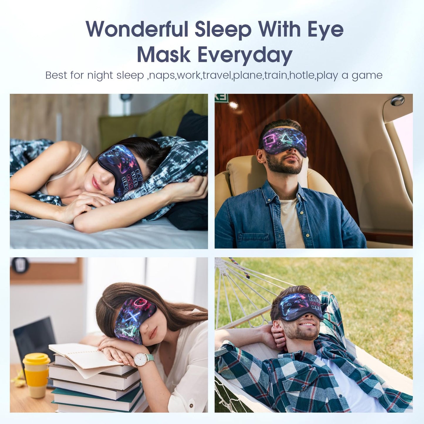 2 Pcs Sleep Eye Mask, Guys Blackout Sleeping Mask for Kids Adult Children's Travel Eye Mask Eye Cover Blindfold for Game (2 Pcs Game Mask - Style 6)