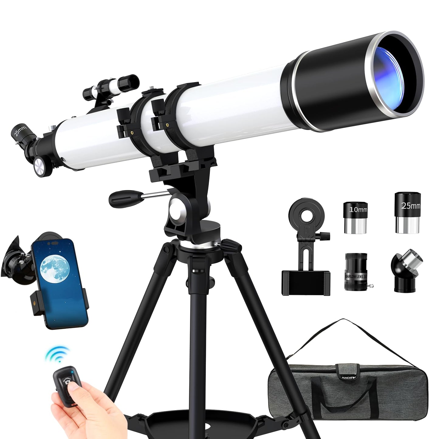 FAMIROSA Telescope for Adults High Powered, 90mm Aperture (36X-270X) 900mm Focal Length Refractor Astronomy Telescopes for Planets and Stars, Professional Telescopio with Bag, Phone Adapter, Tripod