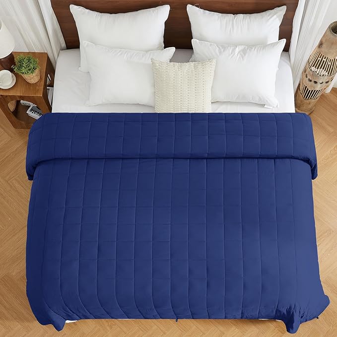 yescool Weighted Blanket for Adults (25 lbs, 88” x 104”, Blue) Cooling Heavy Blanket for Sleeping Perfect for 240-260 lbs, King Size Breathable Blanket with Premium Glass Bead