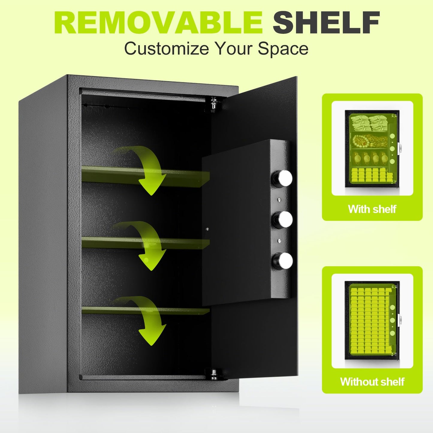KPASAFE Large Safes, Security Safe Box with Fireproof Bag, Digital Keypad, Spare Keys and Alarm System, Security Anti-Theft Design for Valuables, Document