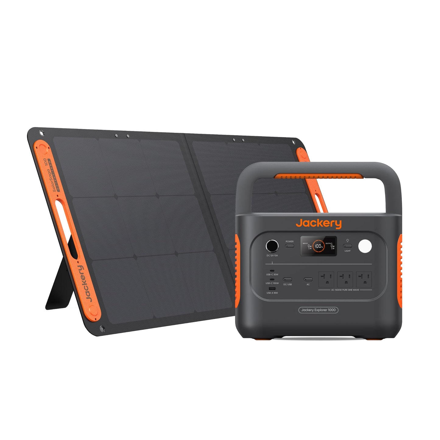 Jackery Solar Generator 1000 v2 with 100W Solar Panel,1070Wh Portable Power Station LiFePO4 Battery,1500W AC/100W USB-C Output,1